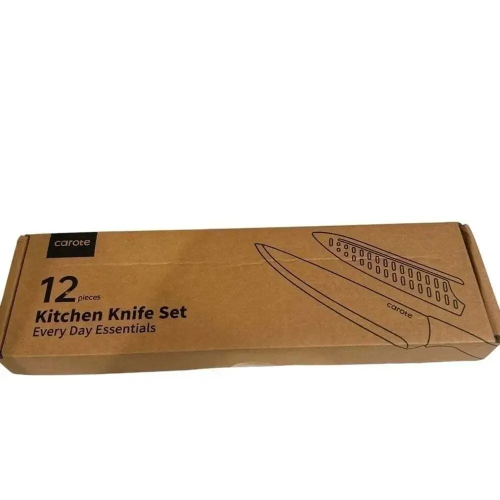 Carote Knife Set 12 Piece Neutral Colors Stainless Steel Ceramic Coating Knives
